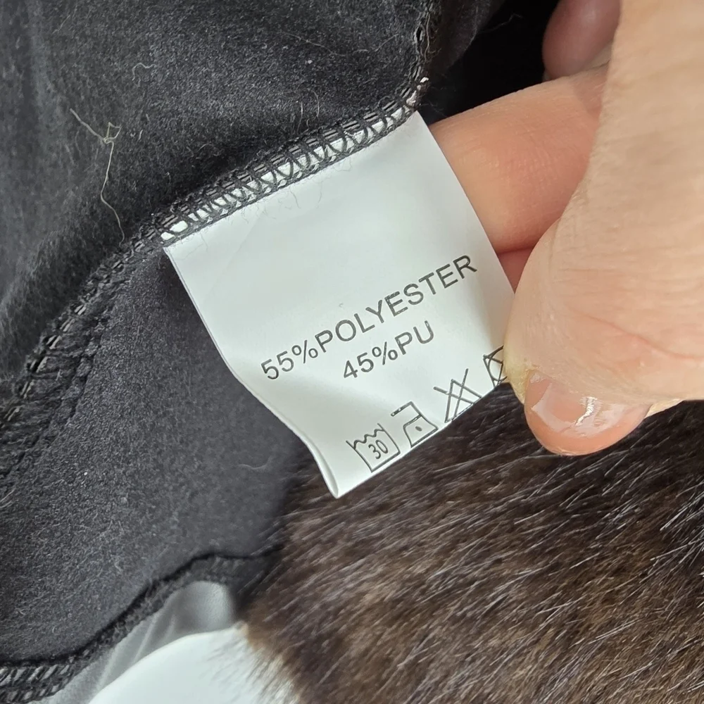 Chic Mood Brown Fur Cardigan faux leather jacket black brown small - Picture 4 of 9